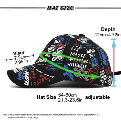 Trendige Unisex-Baseballkappe mit Graffiti-Print – Bunte, bemalte Schirmkappe