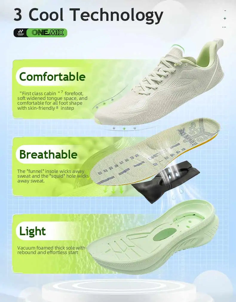 Onemix New Original - Scarpe sportive da running da uomo, ammortizzanti, morbide, leggere, in mesh traspirante, antiscivolo, sneakers con cushioning