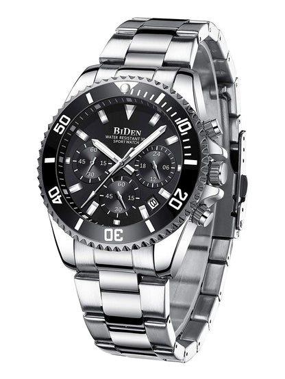 BIDEN Multi functional men's quartz watch luxury waterproof night light business style diving series casual fashion watch
