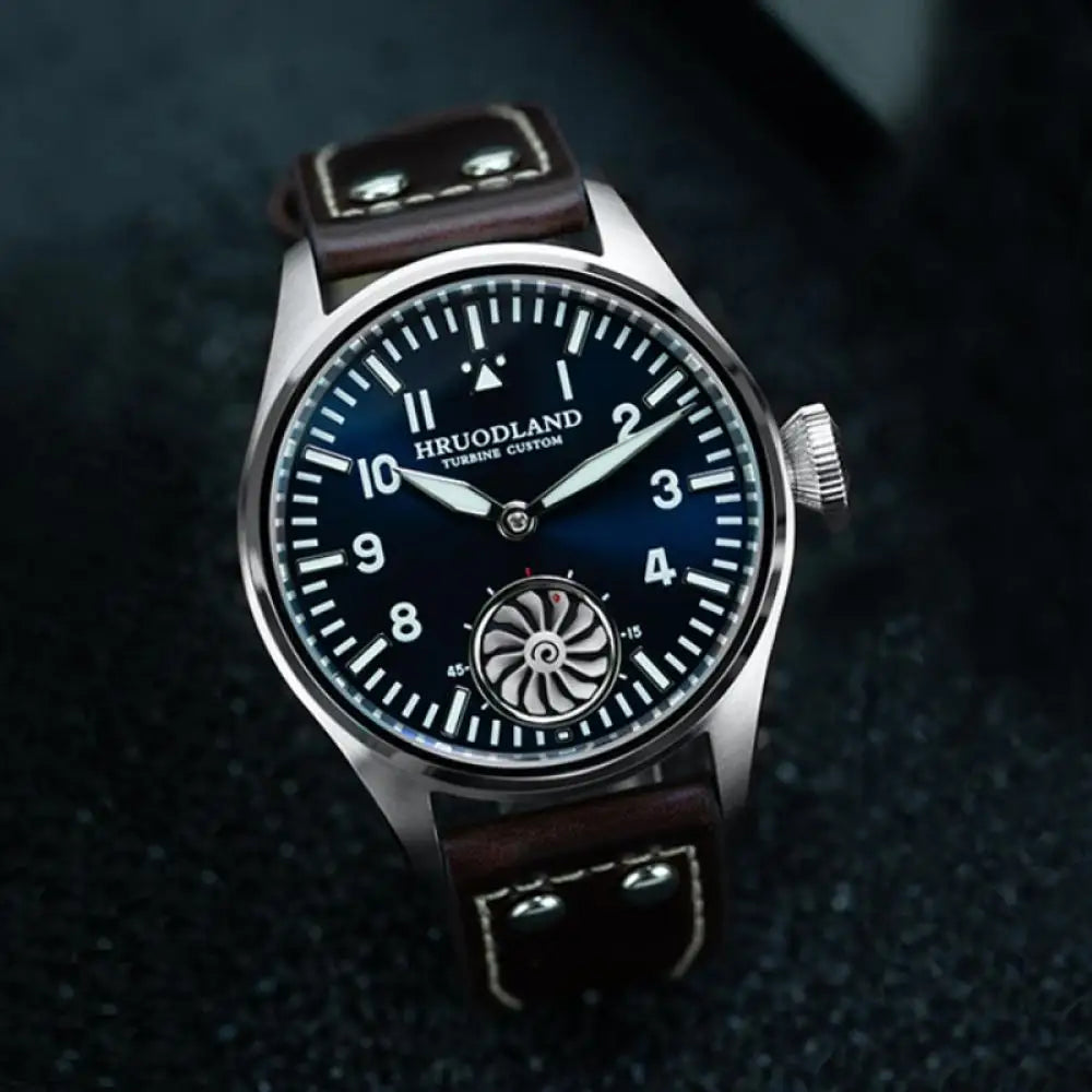 Hruodland 2025 Novo Relógio Mecânico para Homem Seagull ST3620 Piloto Retro 43MM BGW-9 Luminoso Cristal de Safira Turbina Relógio de Homem