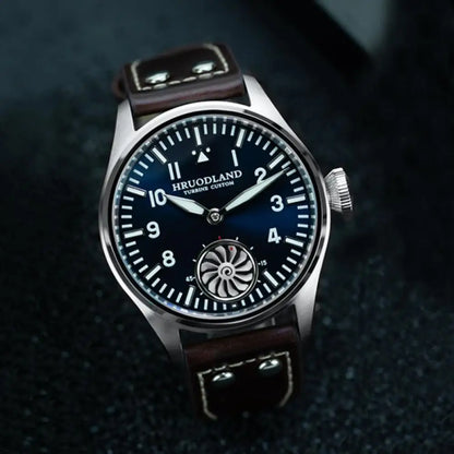Hruodland 2025 Novo Relógio Mecânico para Homem Seagull ST3620 Piloto Retro 43MM BGW-9 Luminoso Cristal de Safira Turbina Relógio de Homem