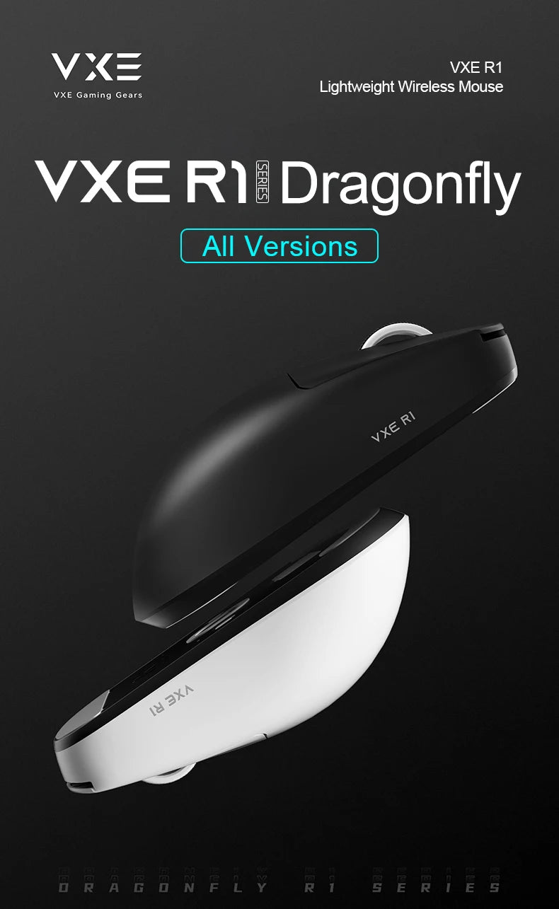 Ratón gaming inalámbrico ATK VXE Dragonfly R1 Pro MAX PAW3395 R1 SE Plus personalizado para esports y FPS, recargable y ligero