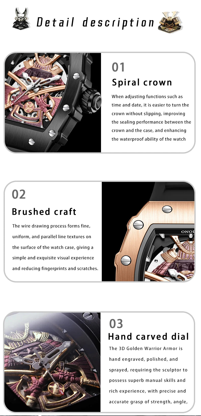 ONOLA Luxury Men Automatic Mechanical Watch Waterproof Watch Luminous Barrel Shape Military Sports Wristwatch Relogios Masculino