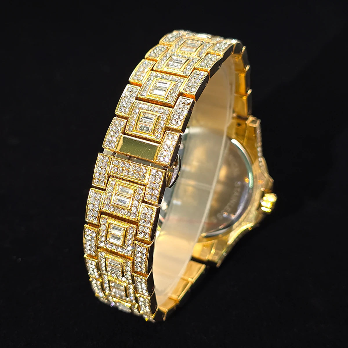 Men's Gold Quartz Watches Calendar Week Display Diamond Watch For Man Dropshipping