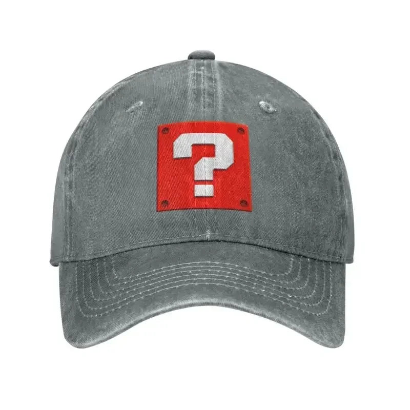 Custom Fashion Cartoom Game Question Block Baseball Cap Women Men Adjustable Unisex Cotton Dad Hat Performance Snapback Caps
