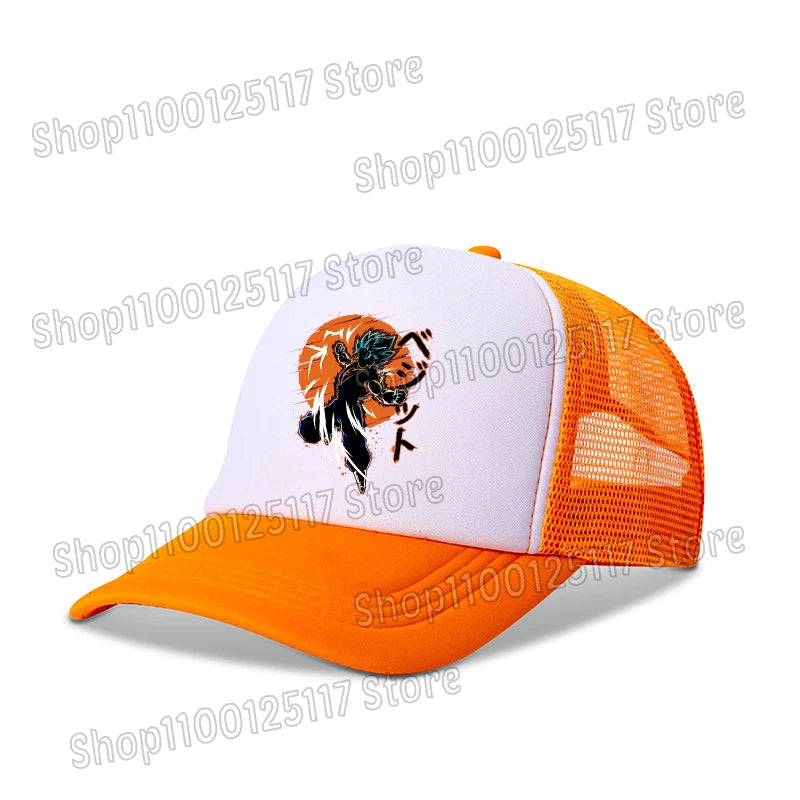Baseballová čepice Dragon Ball s potiskem z anime, prodyšná čepice s kšiltem, kreslená postavička Goku, letní sportovní čepice typu snapback, síťovaná sluneční čepice, dárek pro děti