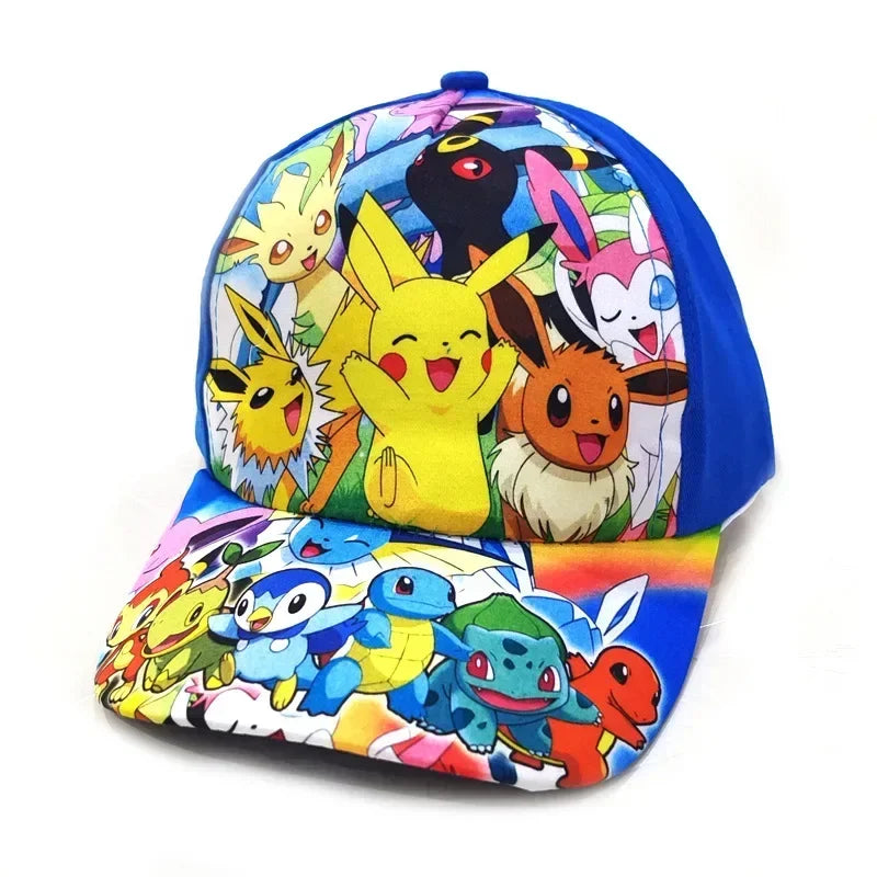 Pokemon Go Anime Figure Pikachu Polyester Baseball Cap Print Cartoon Peaked Cap Children's Dress Up Decoration Birthday Gifts