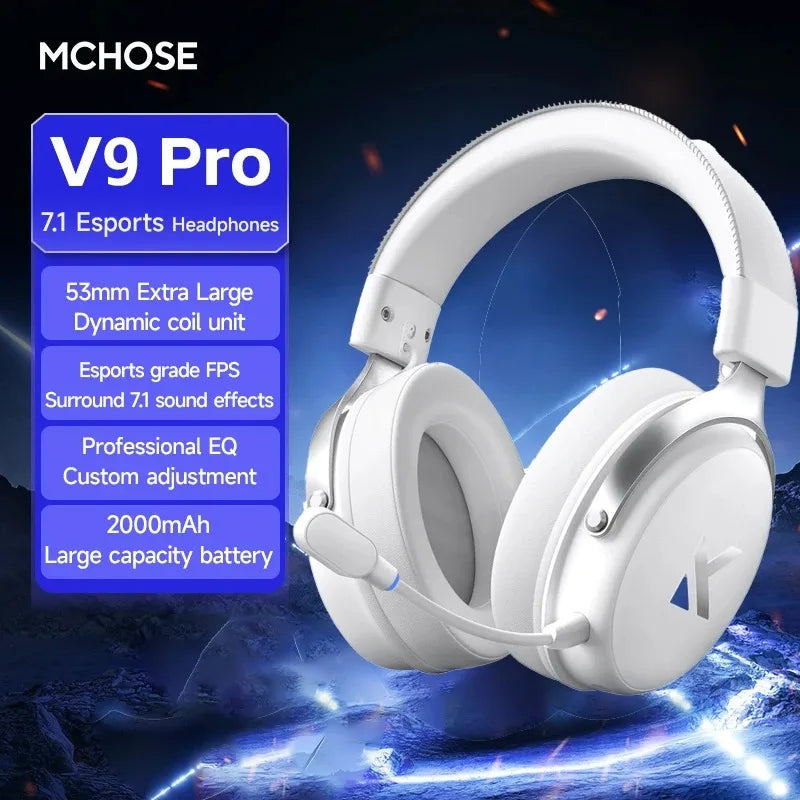 MCHOSE V9 Pro casque de jeu sans fil son Surround casque suppression du bruit micro faible latence léger pour PS5 PC SWITCH