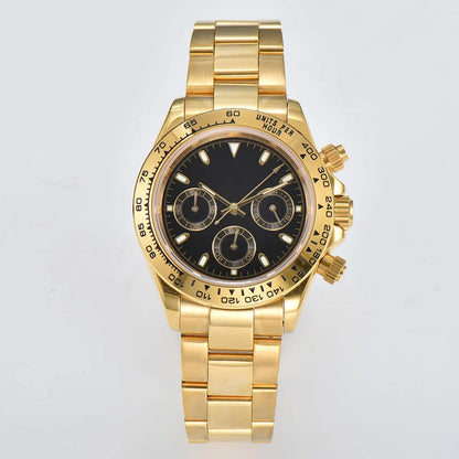 Luxury VK63 Watches gold 39mm quartz Chronograph Business Watch Men's VK63 Sport Sapphire Glass Gem dial Ceramic bezel inser