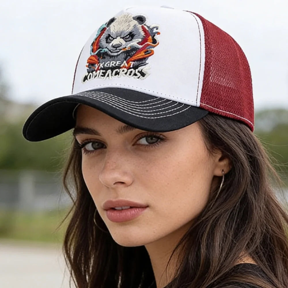 New Style Unisex Cool Panda Embroidered Baseball Cap Chic Trucker Hats For Men Women Breathable Streetwear Summer Outdoor Hat