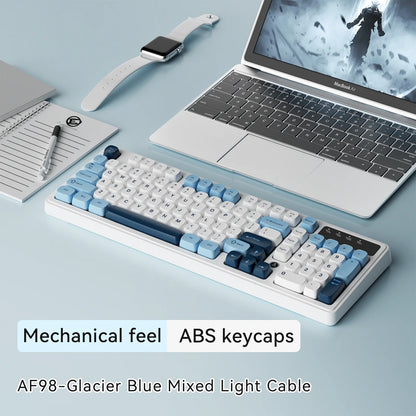 AJAZZ AF98 Wired/Wireless Keyboard Mechanical Feel Office Long Battery Life Three-Mode RGB Mixed Light ABS Keycaps Ergonomics