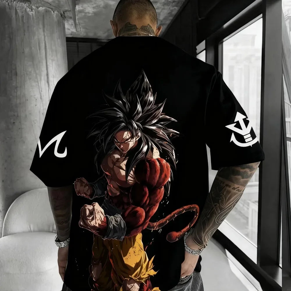 T-shirt Dragon Ball Anime Super Saiyan 4 : t-shirt d'été pour homme et femme, style urbain, ample, décontracté, polyvalent, vêtements assortis parent-enfant
