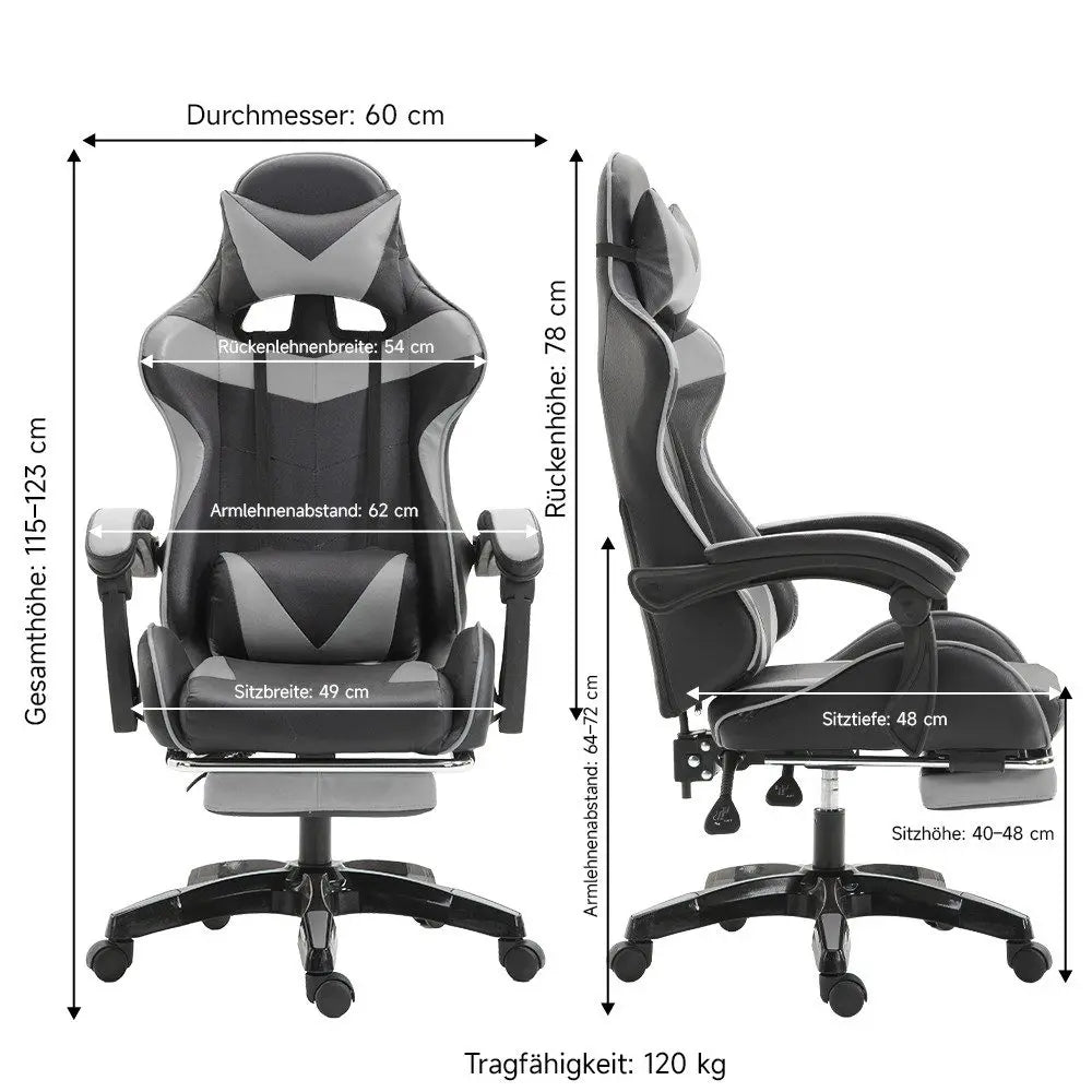 Cadeira gaming Poltrona gaming Cadeira de escritório ajustável em altura com função reclinável ajustável, orelhas de gato e almofadas