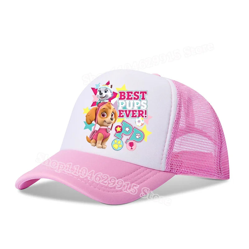 Paw Patrols Baseball Cap Cartoon Anime Skye Chase Print Girls Sun Headwear Summer Athleisure Adjustable Mesh Hats Birthday Gift