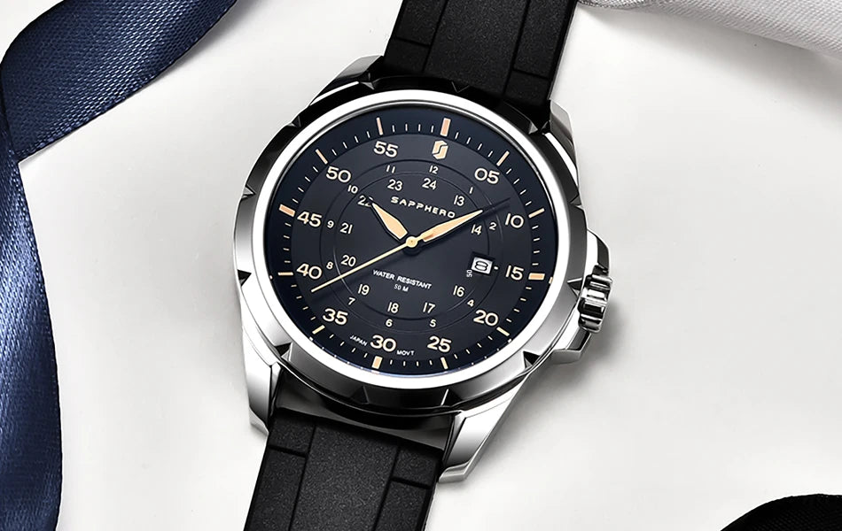 SAPPHERO herenhorloge – Luxe quartzhorloge, waterdicht tot 50 m, voorzien van een geïmporteerd uurwerk en een roestvrijstalen kast – Een ideaal cadeau-idee voor mannen.