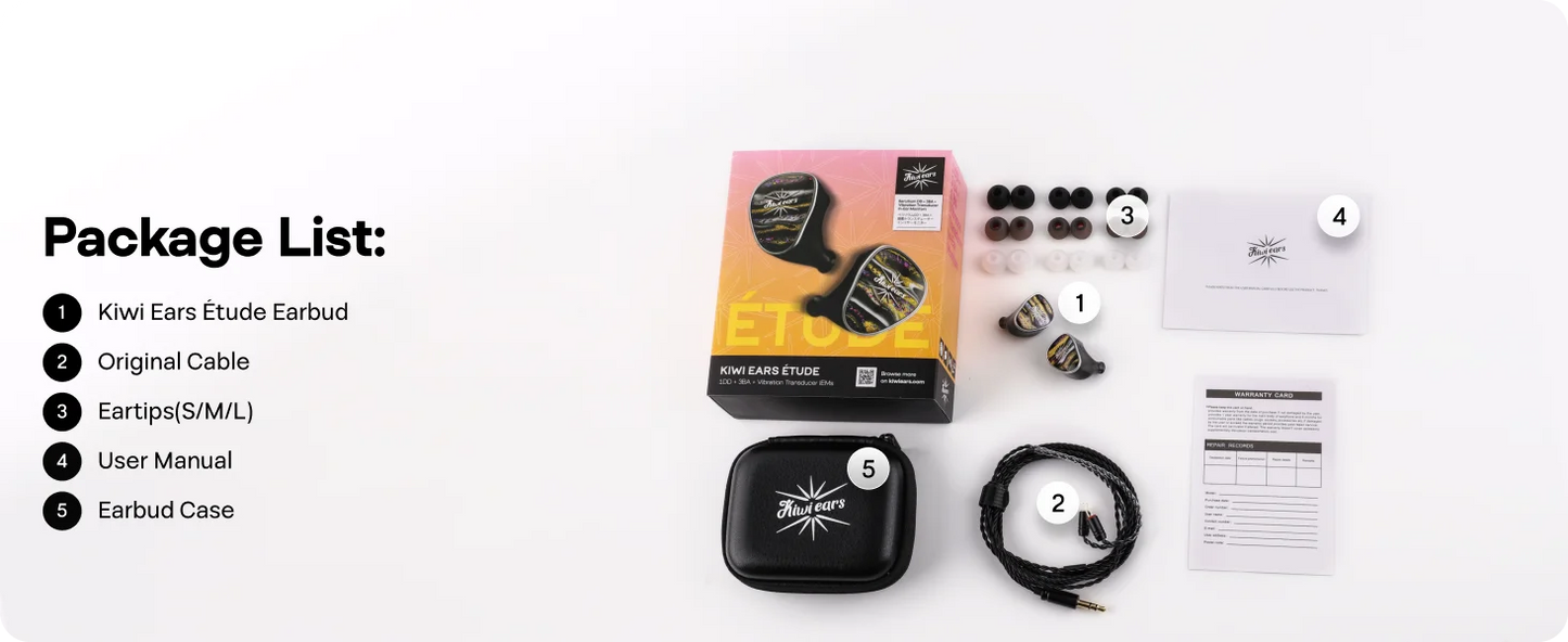 Linsoul Kiwi Ears Étude Beryllium DD + 3BA + Vibration Transducer HIFI IEM Earphone with Precision Tuning Wired Earbuds