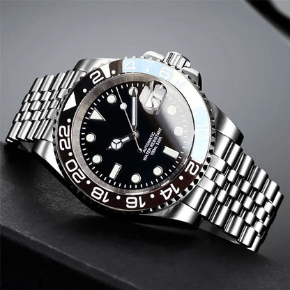 Reloj automático para hombre Miyota8215 resistente al agua 200m, reloj de buceo 40mm, movimiento mecánico, luminoso, correa Jubilee y hebilla Glide Lock