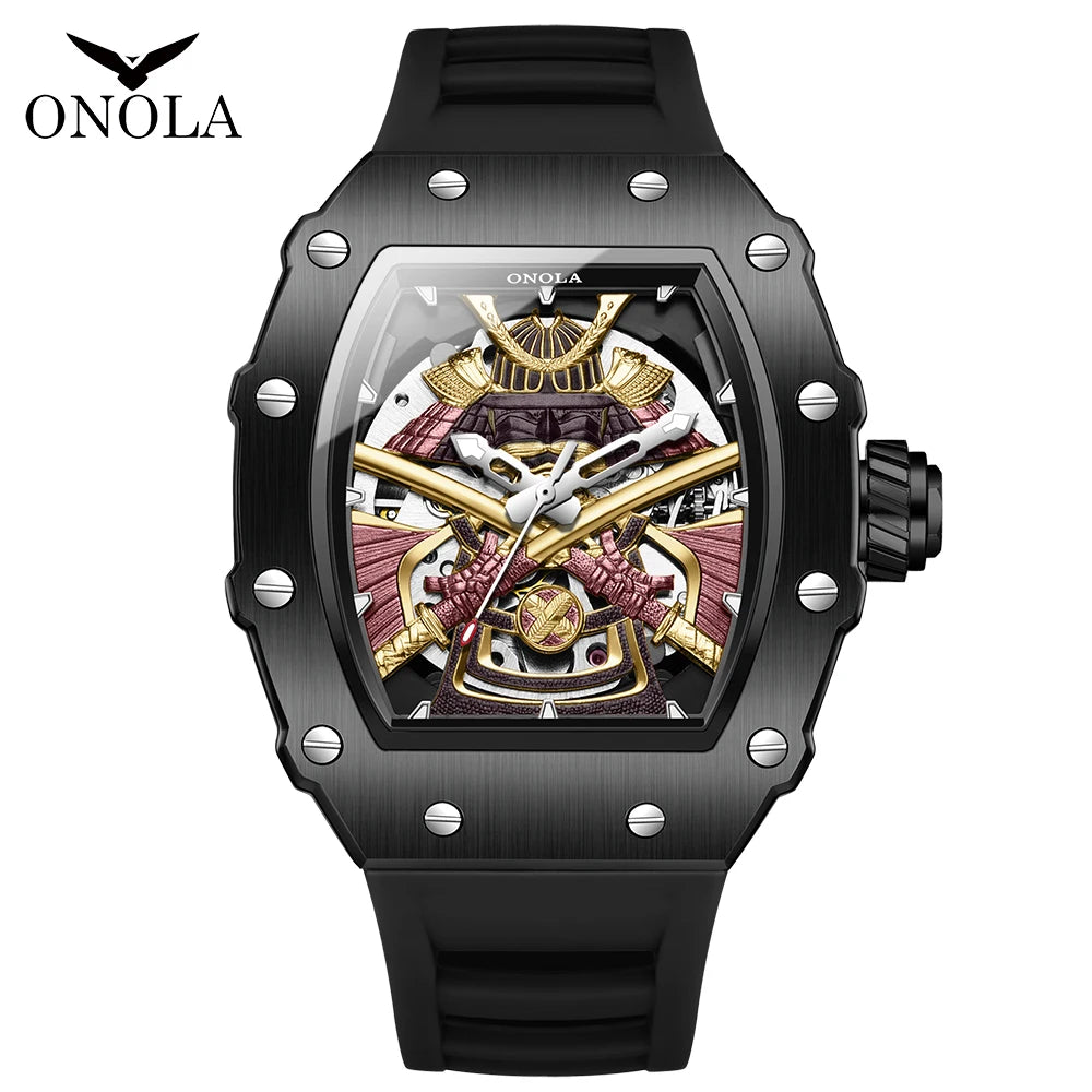 ONOLA Luxury Men Automatic Mechanical Watch Waterproof Watch Luminous Barrel Shape Military Sports Wristwatch Relogios Masculino