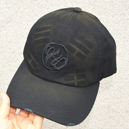 Kpop Embroidered Vintage Washed Baseball Cap Mens Womens Retro Distressed Cotton Dad Hat Streetwear Adjustable Snapback