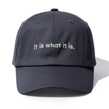 1pc it is what it is Embroidery Baseball Cap for Adults,Minimalist Retro Style Casual Soft Adjustable Dad Hat,Perfect As Gift