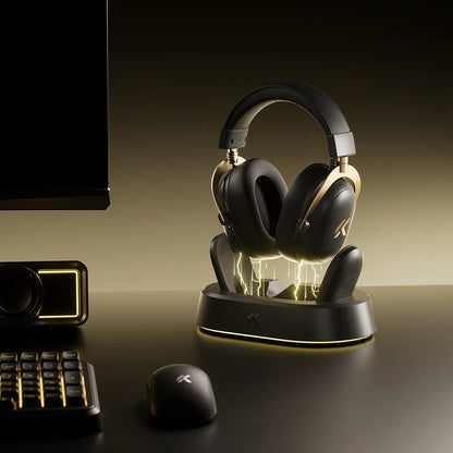 Casque de jeu sans fil magnétique MCHOSE V9 Turbo+ avec son surround 7.1 90 °   Écouteurs pivotants à faible latence avec chargement magnétique RGB