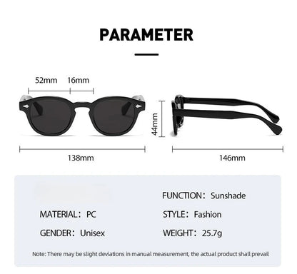 JNPCXI Vintage Round Sunglasses Women Men Retro Rivet Blue Gradient Female Sun Glasses UV400