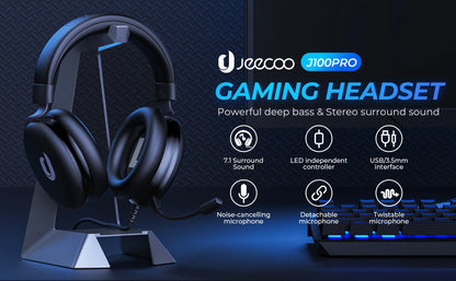 Jeecoo Gaming Headset for PC PS5 PS4 Xbox with 7.1 Surround Sound, Noise Cancelling Mic Gaming Headphones, 50mm Driver Wired Headset