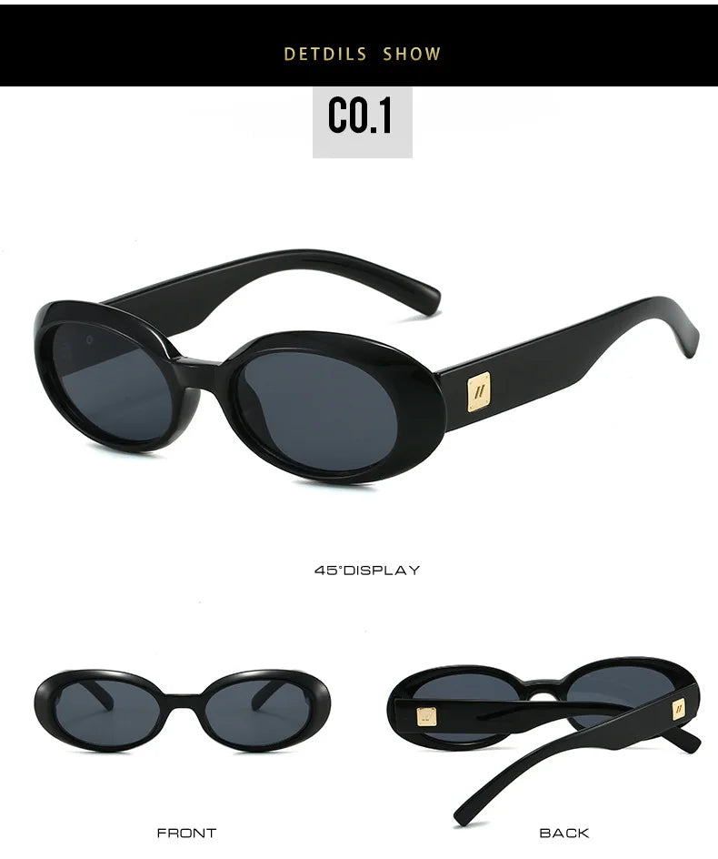 Classic Oval Sunglasses Women Men New Thick Frame Party Sunglasses Hip Hop Cool Luxury Designer Brand Eyeglasses UV400 Eyewear