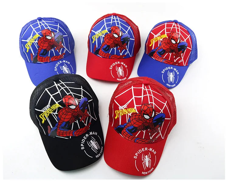 Marvel Anime Figure Spider-Man Cartoon Baseball Cap Cotton Polyester Peaked Cap Boy Girl Headwear Accessories Kids Birthday Gift