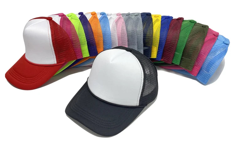 5 panel Trucker Caps Men Women Plain Blank Foam Mesh Baseball Cap With Rope Summer Breathable Outdoor Sport Sun Visor Hats