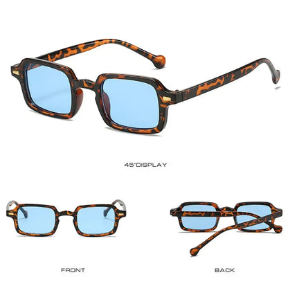Fashion Square Sunglasses Women New Retro Rivets Decoration Glasses  Men Leopard Blue Sun Glasses Gradient Shades UV400