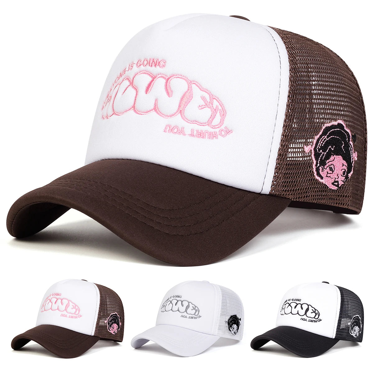 Unisex EVERYONE IS GOING Bogstavbroderi Baseball-netkasketter Forår/sommer Udendørs Justerbare fritidskasketter Dad Hat Solbeskyttelseskasket