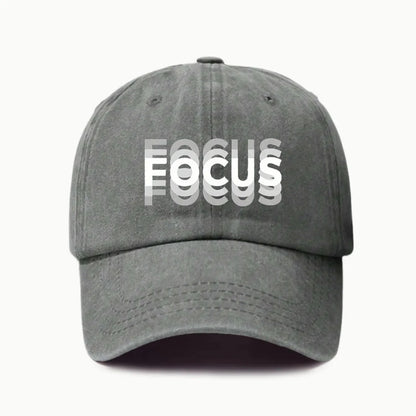 Gorra de béisbol de estilo clásico ajustable de algodón lavado con estampado FOCUS, gorra deportiva tipo «pico de pato» para hombre y mujer