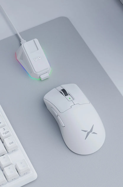 Delux M900Pro Ergonomic Wireless Gaming Mouse 8K PAW3395 Magnetic RGB Charging Dock Rechargeable Wired Mice for Big Hand PC