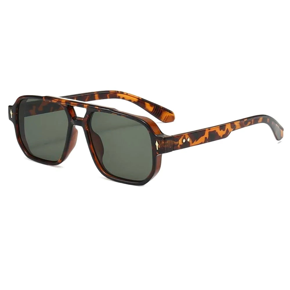 Retro Double Beam Sunnies HD Leopard Print Eyewear Unisex Polarized Sunglasses Waterproof Lightweight Anti-UV Glasses Outdoor