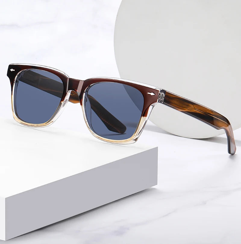 Swanwick TR90 retro polarized sunglasses men acetate square sun glasses for women unisex UV400 grey black European style