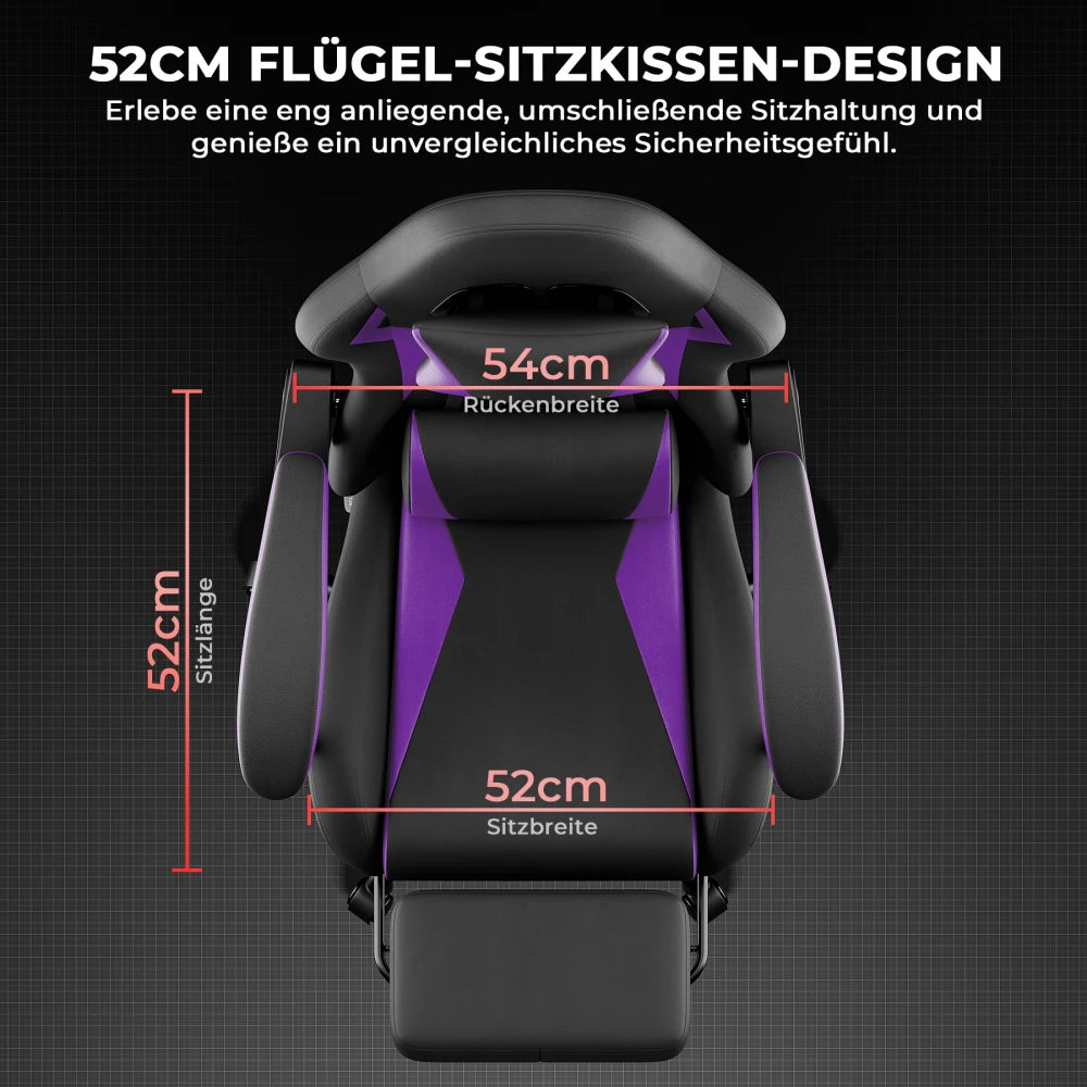 Ergonomic Gaming Chair with Lumbar Support, Adjustable Headrest, Footrest, Height Adjustable Office Gaming Chair for Adults