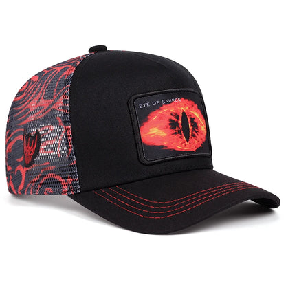 eye of sauron graffiti baseball cap, High quality Hip hop mesh cap, trucker hat