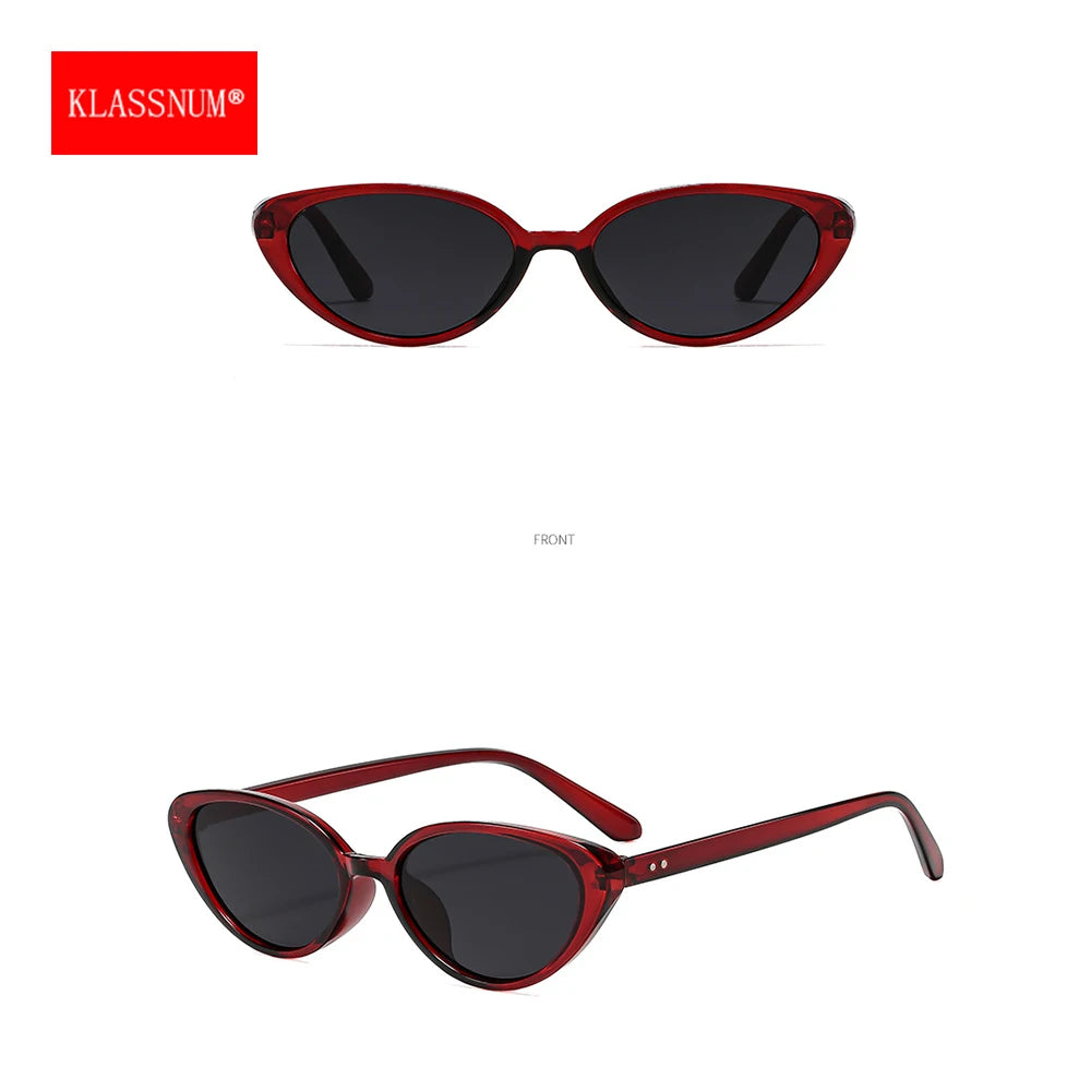 KLASSNUM Burgundy Red Sunglasses Women Cat Eye Frame 2026 Trendy Sun Glasses Shades Female Luxury Brand Designe Unisex Eyewear