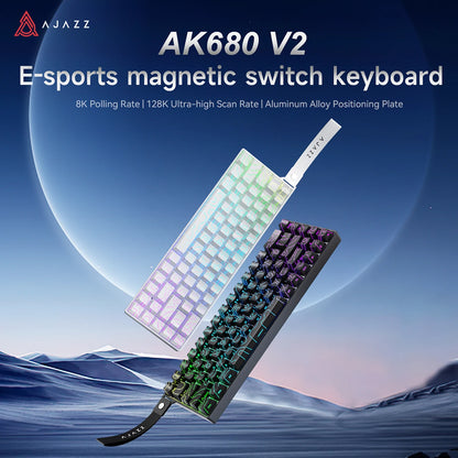 AJAZZ AK680 V2 E-sports Magnetic Switch Keyboard 8K Polling Rate 128K Ultra-high Scan Rate Aluminum Alloy Positioning Plate