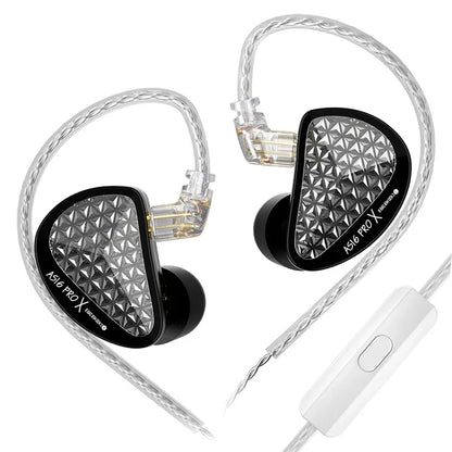 KZ AS16 PRO X HiFi In-Ear Monitor Earphones – 8 Balanced Armature Drivers Wired Headphones with Microphone