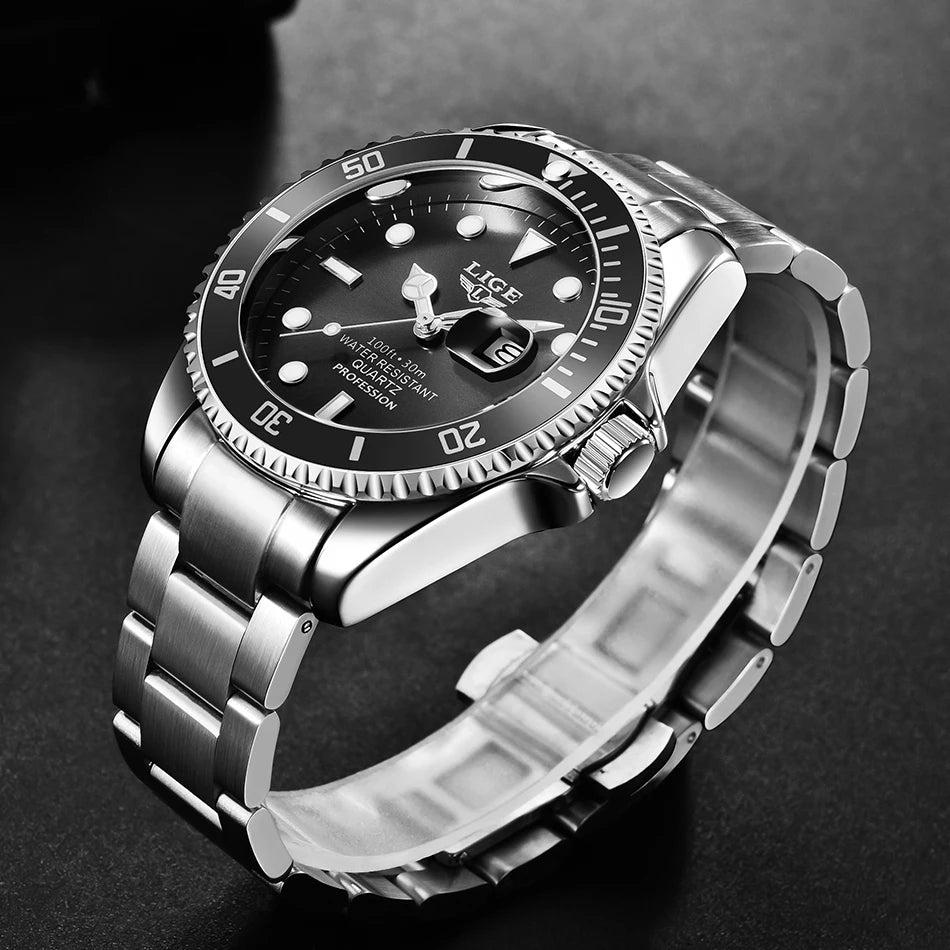 Montre pour homme LIGE – Chronographe à quartz, étanche, style décontracté et professionnel, accessoire de mode de luxe d'une grande marque.