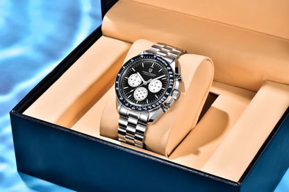 2026 New PAGANI DESIGN Golden Moon Mens Watches Luxury Quartz Watch Men Speed Sports Chronograph Man AR Sapphire Waterproof Gift