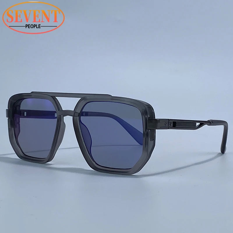 Polarized Square Sunglasses Men 2026 Luxury Vintage Double Bridge Gradient Lens Driving Shades Retro Flat Top Sun Glasses Male