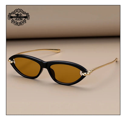 Trendy Luxury Brands Women's Cat Eye Tortoiseshell Sunglasses UV400 Oval Glasses For Woman Fashion Designer Classical Glasses