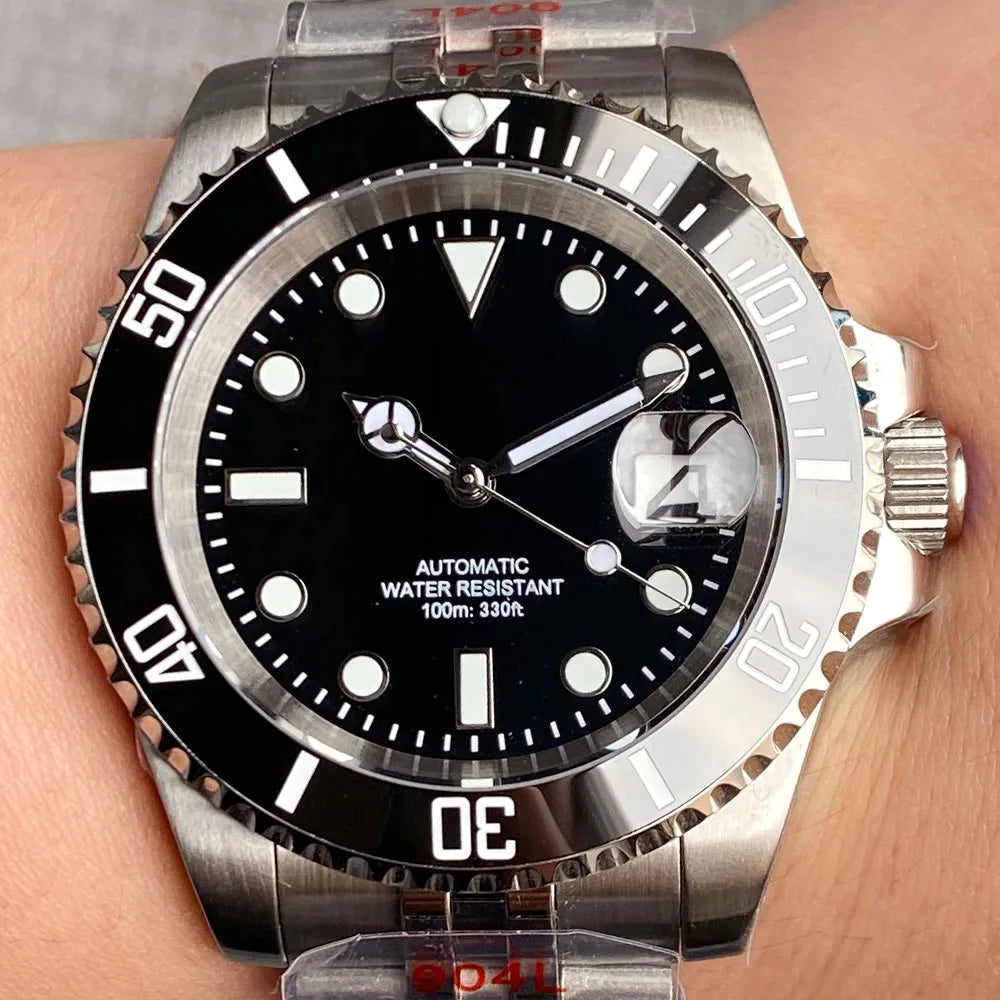 Reloj automático para hombre Miyota8215 resistente al agua 200m, reloj de buceo 40mm, movimiento mecánico, luminoso, correa Jubilee y hebilla Glide Lock