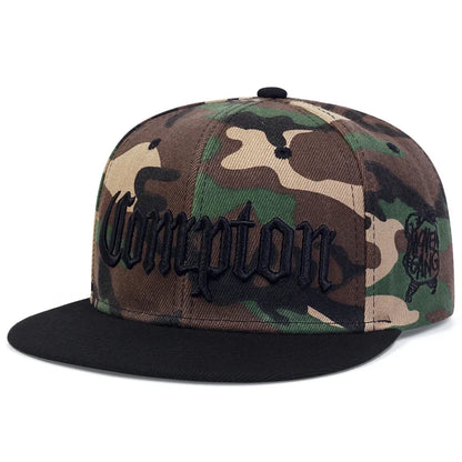 Cappellini unisex Compton con ricamo in stile hip-hop, per primavera e autunno, da esterno, regolabili, sportivi, casual, da baseball, con protezione solare