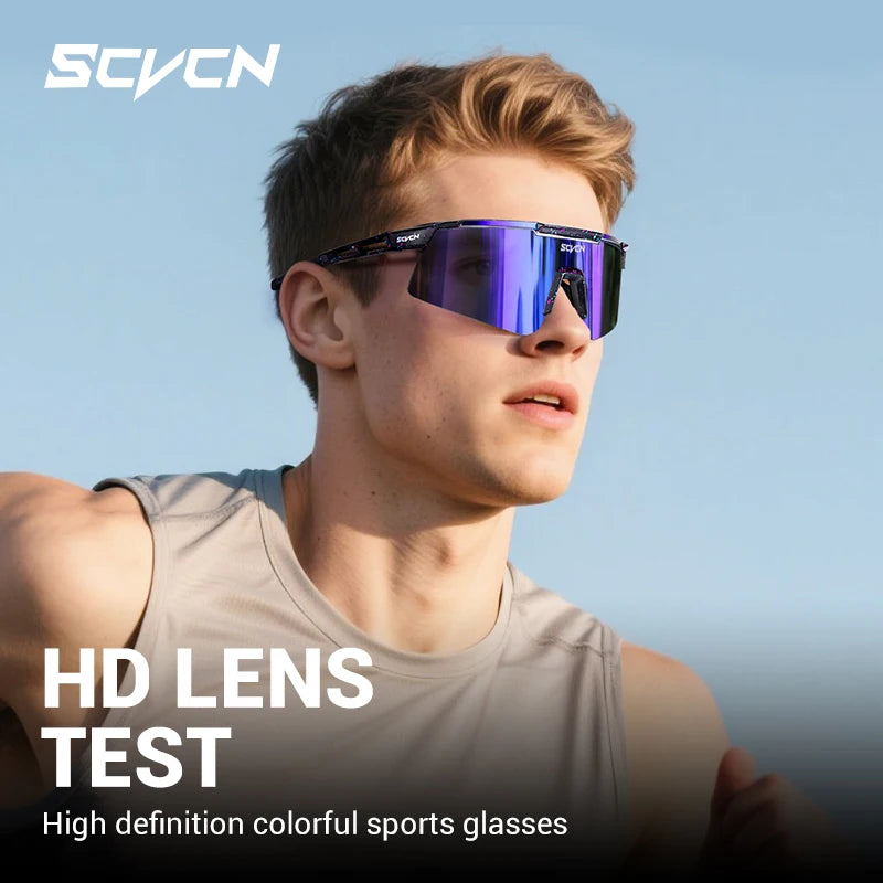 SCVCN UV400 Cycling Glasses Men Women MTB Road Bike Sunglasses Outdoor Hiking Drive Running Sunglasses Fashion Sports Glasses