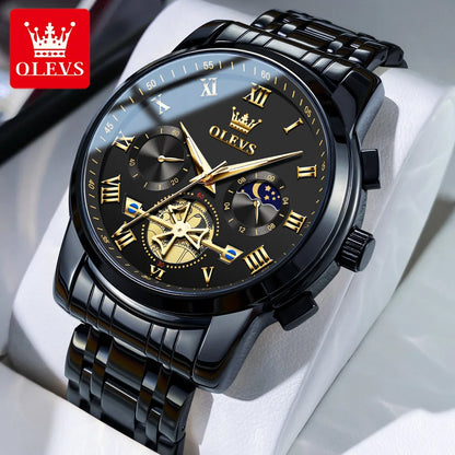 OLEVS 2859 Herrenuhr – Klassisches und luxuriöses Modell mit römischen Ziffern, Multifunktionsanzeige, wasserdicht, leuchtendes Zifferblatt, hochwertiges Quarzwerk.