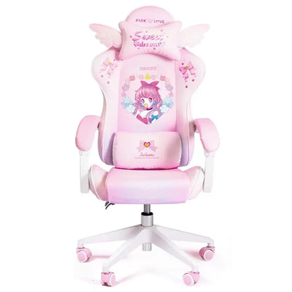 Rose Pink Gaming Chair E-Sports Computer Chair with Footrest, Ergonomic Office Chair, Adjustable Height Swivel Gamer Chair for Home & Office